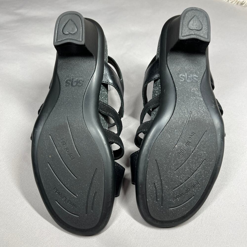 SAS Sandals Black Womens Size 10M Allegro Heel Strap Shoes Leather Comfort - Picture 10 of 16